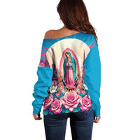 Our Lady of Guadalupe Off Shoulder Sweater Virgin Mary of Mexico - Wonder Print Shop