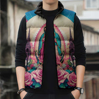 Our Lady of Guadalupe Sleeveless Puffer Jacket Virgin Mary of Mexico - Wonder Print Shop