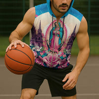 Our Lady of Guadalupe Sleeveless Zip Hoodie Virgin Mary of Mexico - Wonder Print Shop