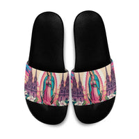 Our Lady of Guadalupe Slide Sandals Virgin Mary of Mexico - Wonder Print Shop