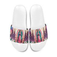 Our Lady of Guadalupe Slide Sandals Virgin Mary of Mexico - Wonder Print Shop