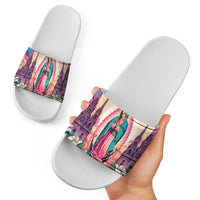 Our Lady of Guadalupe Slide Sandals Virgin Mary of Mexico - Wonder Print Shop
