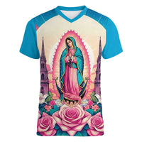 Our Lady of Guadalupe Women V-Neck T-Shirt Virgin Mary of Mexico - Wonder Print Shop