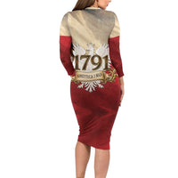 Poland Constitution Day 1791 Long Sleeve Bodycon Dress Polska Konstytucja 3 Maja Pride White Eagle