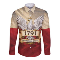 Poland Constitution Day 1791 Long Sleeve Button Shirt Polska Konstytucja 3 Maja Pride White Eagle