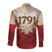 Poland Constitution Day 1791 Long Sleeve Button Shirt Polska Konstytucja 3 Maja Pride White Eagle