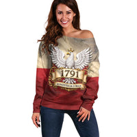 Poland Constitution Day 1791 Off Shoulder Sweater Polska Konstytucja 3 Maja Pride White Eagle