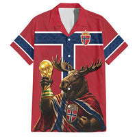 Custom World Football 2026 Norway Hawaiian Shirt Viking Moose Trophy Champion