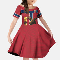 Custom World Football 2026 Norway Kid Short Sleeve Dress Viking Moose Trophy Champion