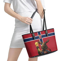World Football 2026 Norway Leather Tote Bag Viking Moose Trophy Champion