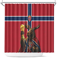 World Football 2026 Norway Shower Curtain Viking Moose Trophy Champion