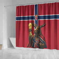World Football 2026 Norway Shower Curtain Viking Moose Trophy Champion