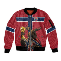 Custom World Football 2026 Norway Sleeve Zip Bomber Jacket Viking Moose Trophy Champion