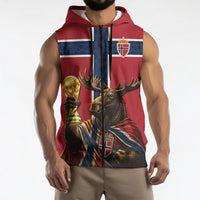 Custom World Football 2026 Norway Sleeveless Zip Hoodie Viking Moose Trophy Champion