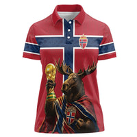 Custom World Football 2026 Norway Women Polo Shirt Viking Moose Trophy Champion