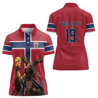 Custom World Football 2026 Norway Women Polo Shirt Viking Moose Trophy Champion