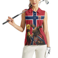 Custom World Football 2026 Norway Women Sleeveless Polo Shirt Viking Moose Trophy Champion