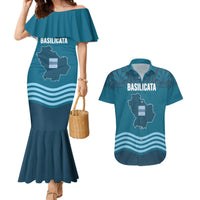 Italy Basilicata Couples Matching Mermaid Dress and Hawaiian Shirt Map With Flag Style - Wonder Print Shop