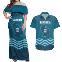 Italy Basilicata Couples Matching Off Shoulder Maxi Dress and Hawaiian Shirt Map With Flag Style - Wonder Print Shop