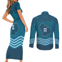 Italy Basilicata Couples Matching Short Sleeve Bodycon Dress and Long Sleeve Button Shirt Map With Flag Style - Wonder Print Shop