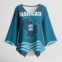 Italy Basilicata Kimono Sleeve Blouse Map With Flag Style - Wonder Print Shop