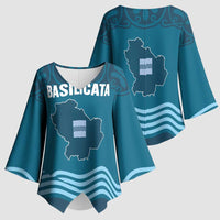 Italy Basilicata Kimono Sleeve Blouse Map With Flag Style - Wonder Print Shop