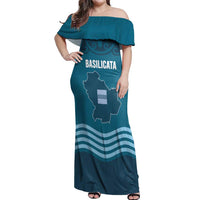 Italy Basilicata Off Shoulder Maxi Dress Map With Flag Style - Wonder Print Shop