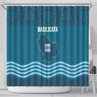 Italy Basilicata Shower Curtain Map With Flag Style - Wonder Print Shop