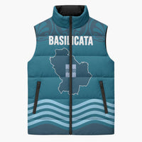 Italy Basilicata Sleeveless Puffer Jacket Map With Flag Style - Wonder Print Shop