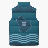 Italy Basilicata Sleeveless Puffer Jacket Map With Flag Style - Wonder Print Shop