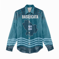 Italy Basilicata Women Casual Shirt Map With Flag Style - Wonder Print Shop