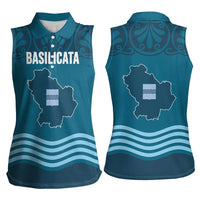 Italy Basilicata Women Sleeveless Polo Shirt Map With Flag Style - Wonder Print Shop