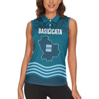 Italy Basilicata Women Sleeveless Polo Shirt Map With Flag Style - Wonder Print Shop