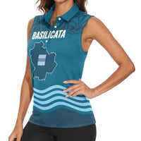 Italy Basilicata Women Sleeveless Polo Shirt Map With Flag Style - Wonder Print Shop