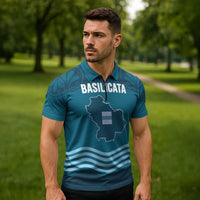 Italy Basilicata Zipper Polo Shirt Map With Flag Style - Wonder Print Shop