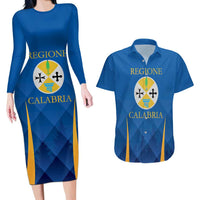 Italy Calabria Couples Matching Long Sleeve Bodycon Dress and Hawaiian Shirt Flag Style - Wonder Print Shop