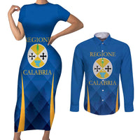 Italy Calabria Couples Matching Short Sleeve Bodycon Dress and Long Sleeve Button Shirt Flag Style - Wonder Print Shop
