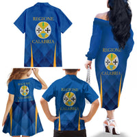 Italy Calabria Family Matching Off The Shoulder Long Sleeve Dress and Hawaiian Shirt Flag Style - Wonder Print Shop