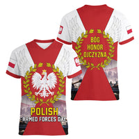 Polish Armed Forces Day Women V-Neck T-Shirt Bog Honor Ojczyzna Heritage