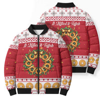 Malta Christmas Bomber Puffer Jacket Maltese Honey Rings - Wonder Print Shop