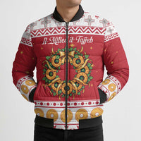 Malta Christmas Bomber Puffer Jacket Maltese Honey Rings - Wonder Print Shop