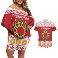 Malta Christmas Couples Matching Off Shoulder Short Dress and Hawaiian Shirt Maltese Honey Rings - Wonder Print Shop