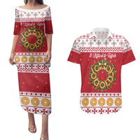 Malta Christmas Couples Matching Puletasi and Hawaiian Shirt Maltese Honey Rings - Wonder Print Shop