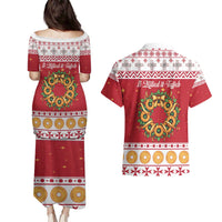 Malta Christmas Couples Matching Puletasi and Hawaiian Shirt Maltese Honey Rings - Wonder Print Shop