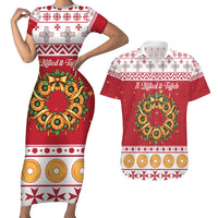 Malta Christmas Couples Matching Short Sleeve Bodycon Dress and Hawaiian Shirt Maltese Honey Rings - Wonder Print Shop