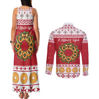 Malta Christmas Couples Matching Tank Maxi Dress and Long Sleeve Button Shirt Maltese Honey Rings - Wonder Print Shop