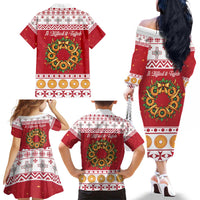 Malta Christmas Family Matching Off The Shoulder Long Sleeve Dress and Hawaiian Shirt Maltese Honey Rings - Wonder Print Shop