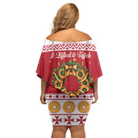 Malta Christmas Family Matching Off Shoulder Short Dress and Hawaiian Shirt Maltese Honey Rings - Wonder Print Shop