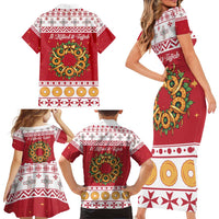 Malta Christmas Family Matching Short Sleeve Bodycon Dress and Hawaiian Shirt Maltese Honey Rings - Wonder Print Shop