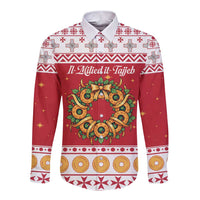 Malta Christmas Long Sleeve Button Shirt Maltese Honey Rings - Wonder Print Shop